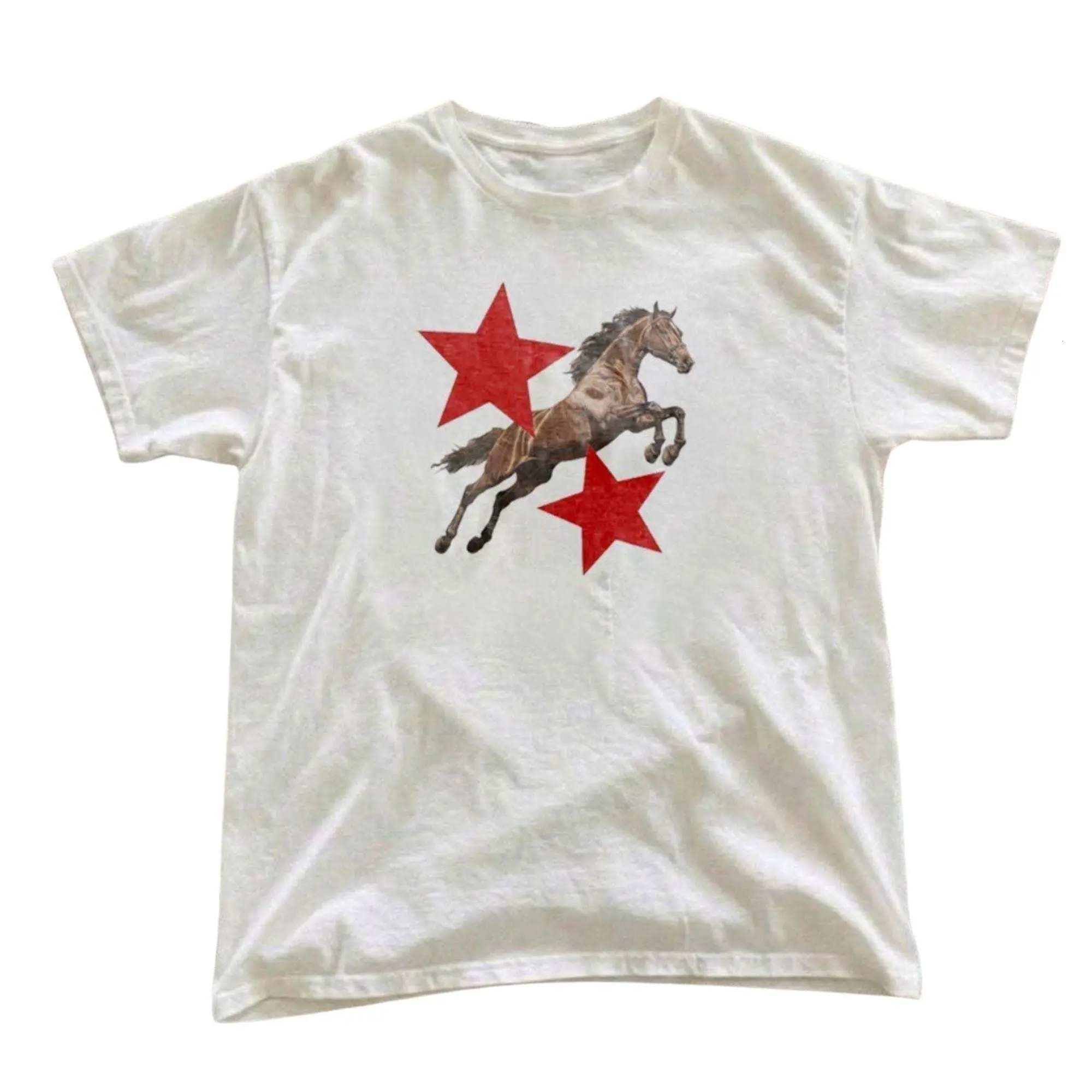 Red Star Horse Tee - White Americana Vintage Shirt