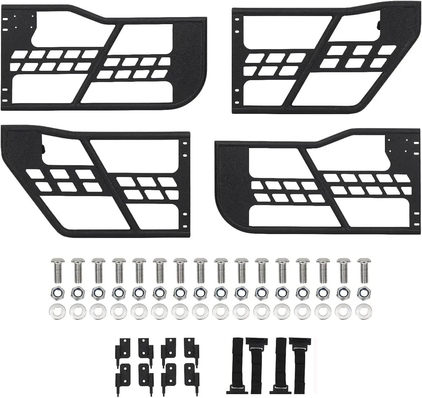 Half Tube Doors for 2018-2025 Wrangler JL Unlimited 4-Door, Front & Rear Set of 4 Steel Off-Road Trail Tubular Doors, No-Drill Installation