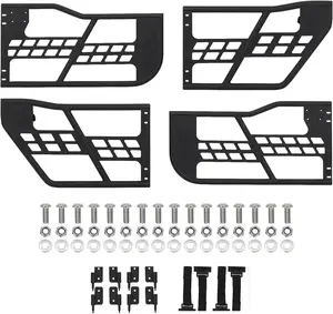 Half Tube Doors for 2018-2025 Wrangler JL Unlimited 4-Door, Front & Rear Set of 4 Steel Off-Road Trail Tubular Doors, No-Drill Installation
