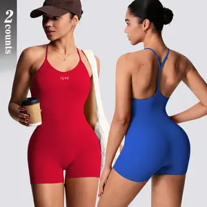 TCVC Women's Camisole Backless Sports Jumpsuit, Seamless High Elastic Yoga Bodysuit for Gym Running (Now $11.99-$23.98)