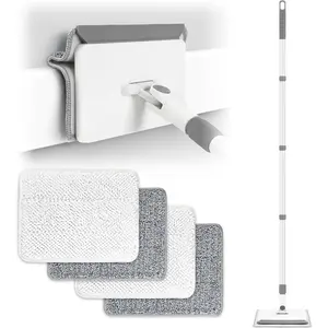 Baseboard Cleaner Tool with Handle,  Baseboard Cleaner with Extendable Long Handle, 4  Cleaning Pads Wall Cleaner for Baseboards Cleaning, Ceiling, Wall, Floor, Shower Bathroom Kitchen