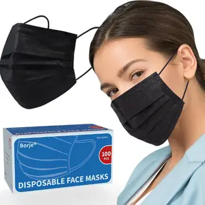 Disposable Face Mask, 100 PCS Black Masks, 3 Ply Protection Face Masks