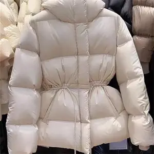 New 2025 Autumn Winter Lightweight Warm Cotton Jacket Women Cotton Coat Hooded Drawstring Waist Cinching Slim Fashion Parka Coat