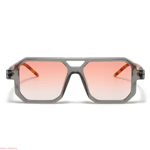 Double Bridge Polygon Square Sunglasses for Men Women Cross Border Retro Art Modern UV400 Protection Street Fashion Flat Lens US Design outdoorfun