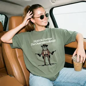 Comfort Colors Hold On Partner Im Overstimulated shirt, Cowboy Frog Shirt, Cowboy Frog Unhinged Shirt, Cute Animal TShirt, Funny Frog Shirt