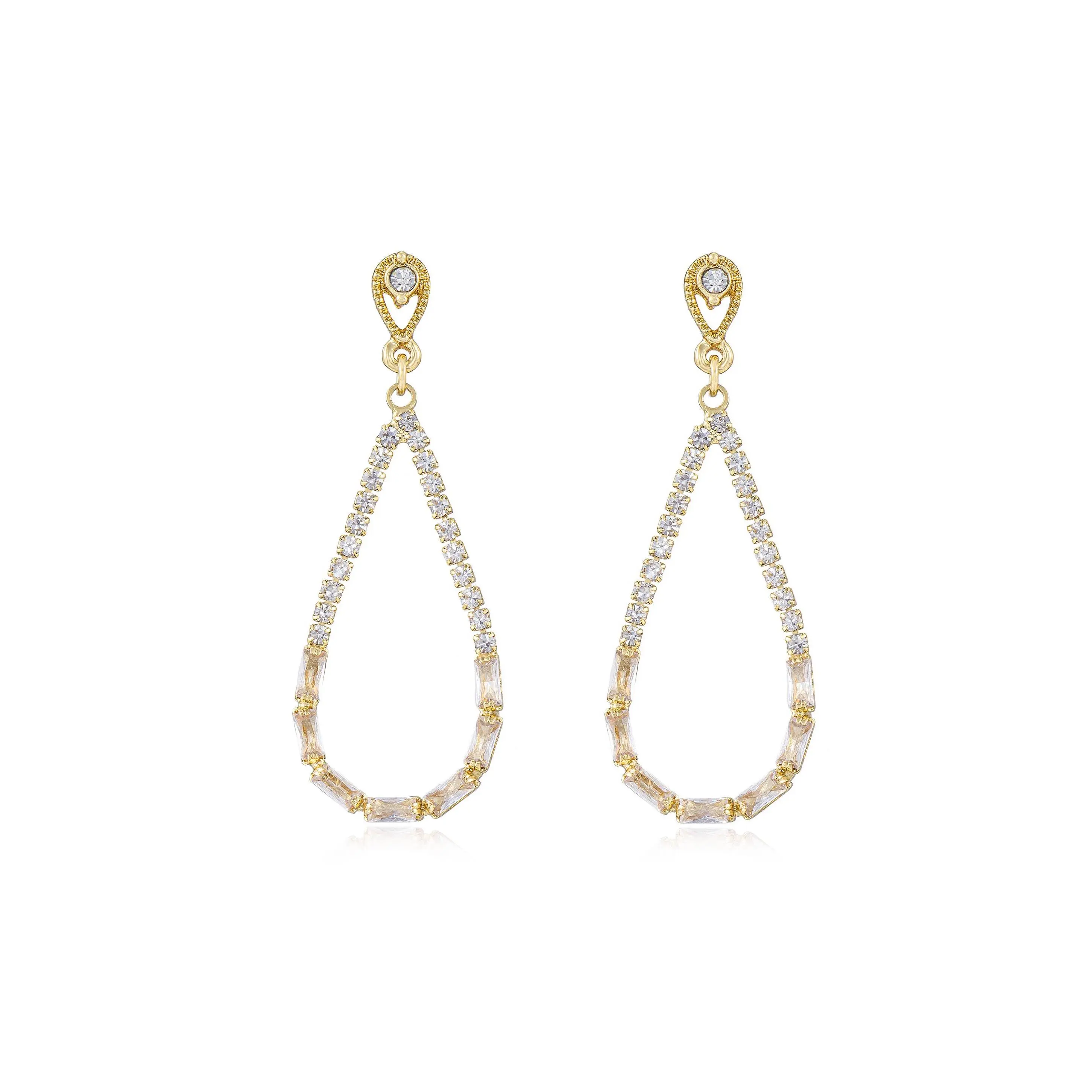 Ettika Angels City Drop Crystal Earrings – 18k Gold Plated Brass Earrings with Sparkling Cubic Zirconia