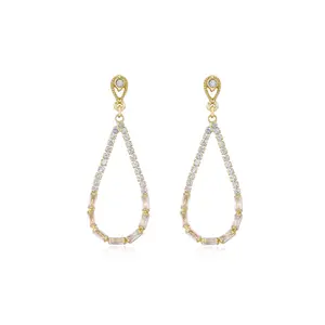 Ettika Angels City Drop Crystal Earrings – 18k Gold Plated Brass Earrings with Sparkling Cubic Zirconia