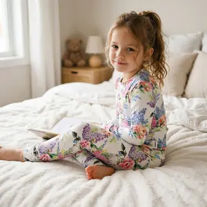 Bamboo Two Piece Pajama Wildflower Whimsy Snug Fit Pajamas Soft Casual Pajamas