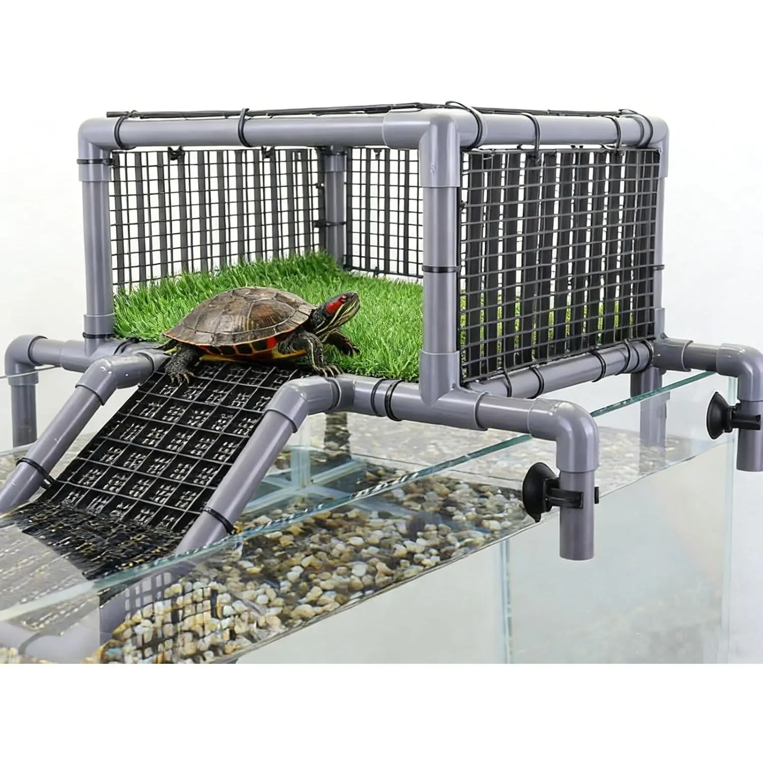 Extra Large Turtle Basking Platform, Heavy-Duty Above Tank Dock & Ramp for Aquatic Turtles, Fits 18-20" Wide 50-90Gallon, Turtle Tank Accessories