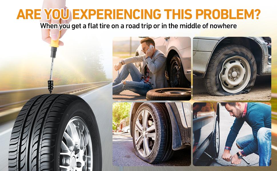 40 PCS Tire Repair Rubber Nails Kit with 2 Tubes of Black Tire Sealant Glue, 2026 New Screw in Tire Plugs Kit, Fast Self-Service Tire Repair Screws Kit for Car Motorcycle Truck Tractor Puncture Repair