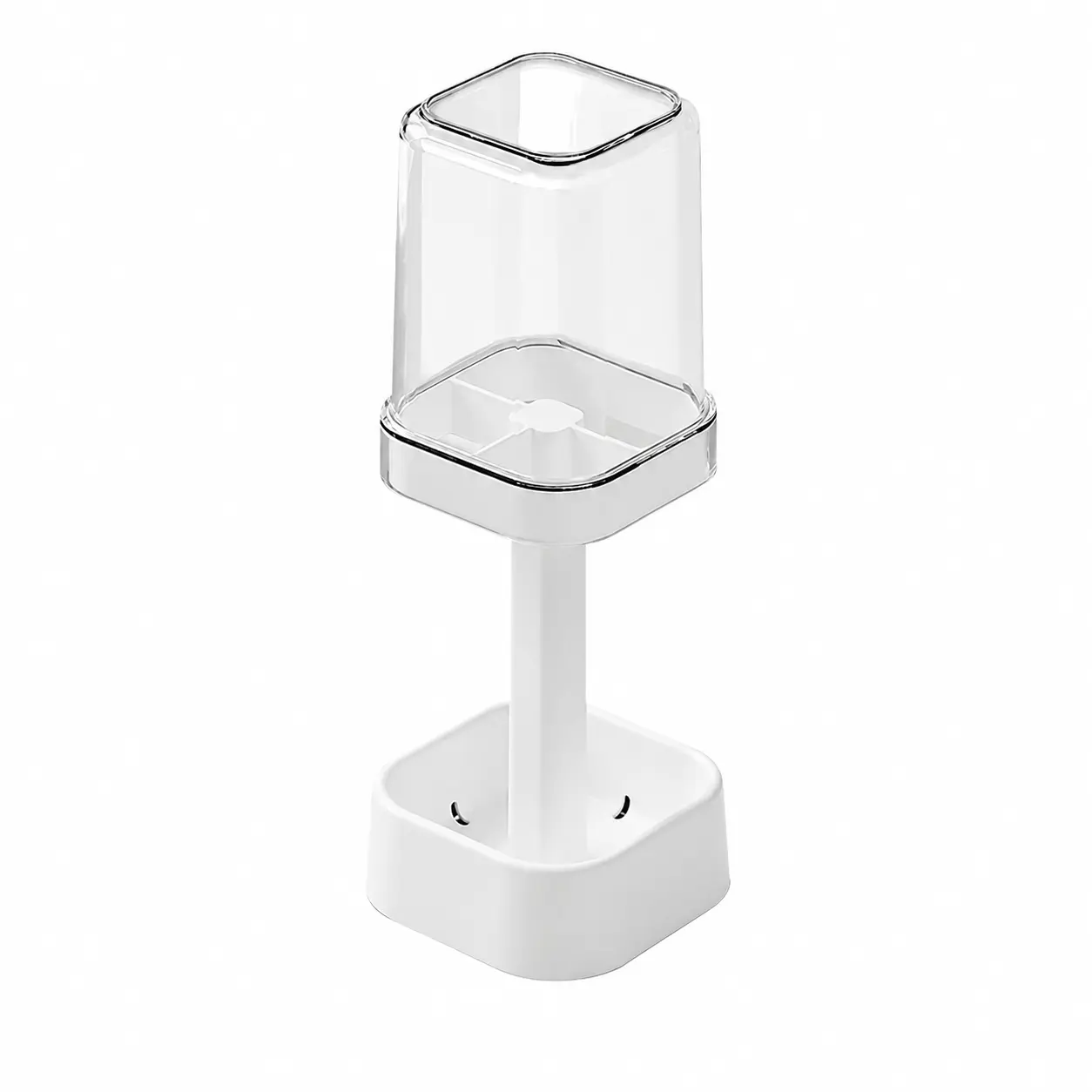 Toothbrush Holder with Cup, 3-in-1 Bathroom Organizer with Detachable Mouthwash Cup, Dustproof Toothbrush Storage Rack, Height Adjustable Toothbrush Stand for Bathroom Countertop, Family Toothbrush Organizer & Accessories