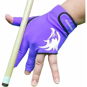 Left Hand 3 Finger Pool Glove for Right-Handed Player, Breathable Quick Dry Durable Pool Cue Glove, Professional Snooker Cue Glove for Billiards Accessories