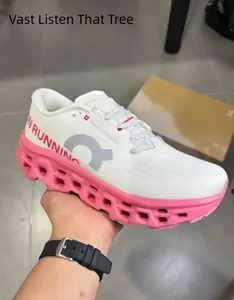 Women White Pink Hollow Cloud Cushion Running Shoes Breathable Mesh Shock Absorb Non Slip Lightweight Athletic Sneakers for Daily Gym Walking Travel