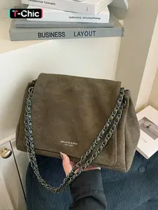 Women's Fall/Winter Suede Shoulder Bag with Fashion Woven Chain, Stylish Crossbody, Chic Chain Crossbody, Ideal for Commuting and Shopping, Perfect Gift Chain Bag