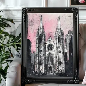 St. Patrick’s Cathedral Architecture Watercolor Ink Sketch Art Print - 8x10 Premium Matte - Unframed-  Artistic Room Decoration Wall Poster Photo