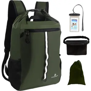 Dry Bag Backpack,20L Dry bags Waterproof Kayaking with Waist Pouch and Phone Case,Waterproof Backpack Marine dry bag for Kayaking,Beach,Rafting, Boating,Hiking,Camping and Fishing (Green) upgrade