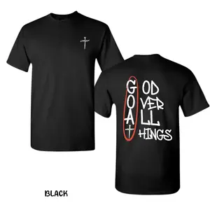 FEEGO God Over All Things Spiritual Blessed Tee For Men, For Women, Trendy Cotton Top, A Meaningful Gift Stylish For Worship Lovers vintage style top oversized heavy cotton t-shirt