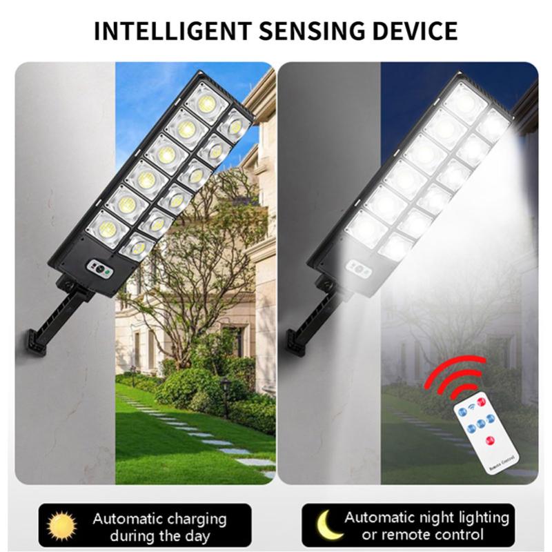 LED Solar Street Light1000W-4000W Commercial Oudoor Lights Outdoor Waterproof Hight Brightness LED,Dusk to Dawn Solar Street LightsRoad Area Lamp,3 Modes Wall Lamp Motion Sensing with Remote Control,Resistance Garden Lamp for Yard,Deck, Garden