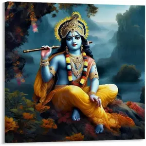 Hindu Art Krishna Religious Poster (6) Canvas Posters And Prints Wall Art for Living Room Bedroom Decor 16x16inch(40x40cm) Frame-style