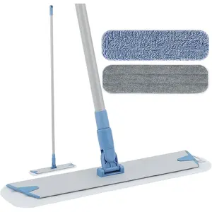 18'' Microfiber Mop For Floor Deep Cleaning, Extendable Long Handle With Aluminum Plate, Wet Mopping and Dry Dusting Chenille Pads Included Great For Hardwood,Laminate, Vinyl, Tile Cleaning