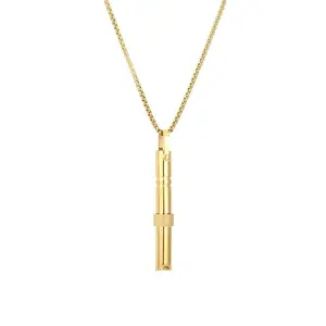 Buddha beads meditation pendant necklace for regulating breathing and whistle titanium steel square necklace with accessories