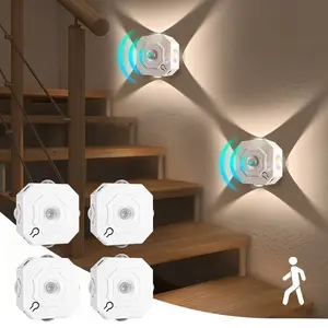 USB Rechargeable Smart Motion Sensor Wall Light, 400mah Adjustable Wall Lamp, Four-Sided Lighting Design for Bedroom Living Room TV Decor