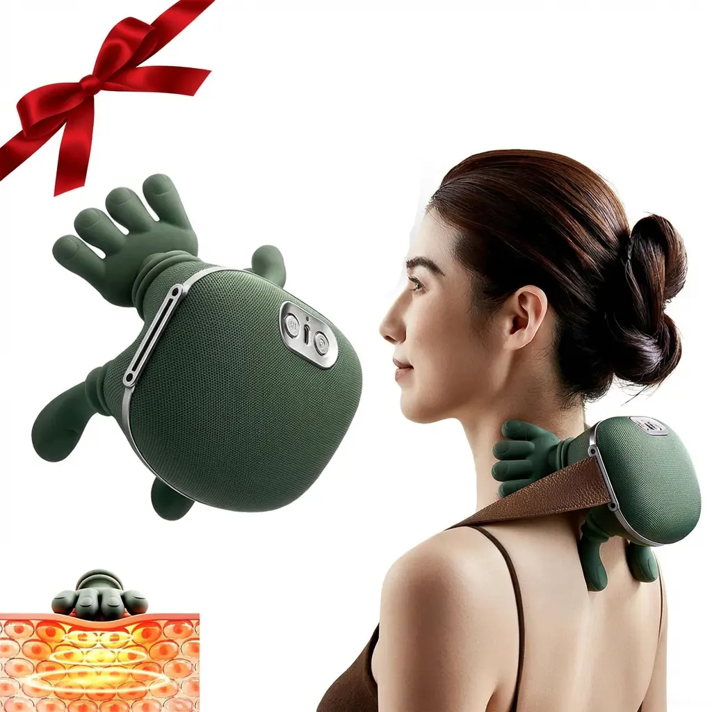 Wireless Heated Neck Massager - 3D Deep Tissue Muscle Massager with Neck Shoulder Relaxer, Lightweight Rechargeable, Travel & Office Use, Shoulder Pain Relief, Mother’s Day Gift for Mom