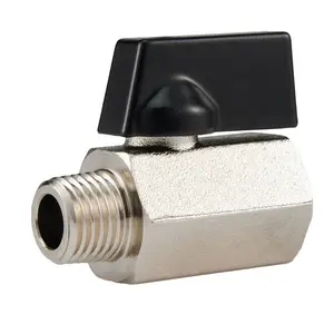 10-Pack Mini Ball Valve, 1/4" Male NPT x 1/4" Female NPT Thread (Lead Free)