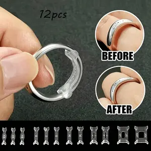 12-Piece Resin Ring Adjuster Set, Invisible Ring Sizer Pads for Loose Rings, Fits All Finger Sizes, Ring Size Adjuster, Ring Guard