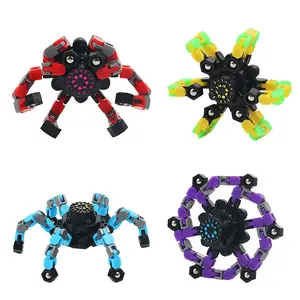 Colorful Mechanical Finger Spinning Top Toy, 4 Counts/set DIY Deformable Stress Relief Toy, Portable Educational Toy for Kids