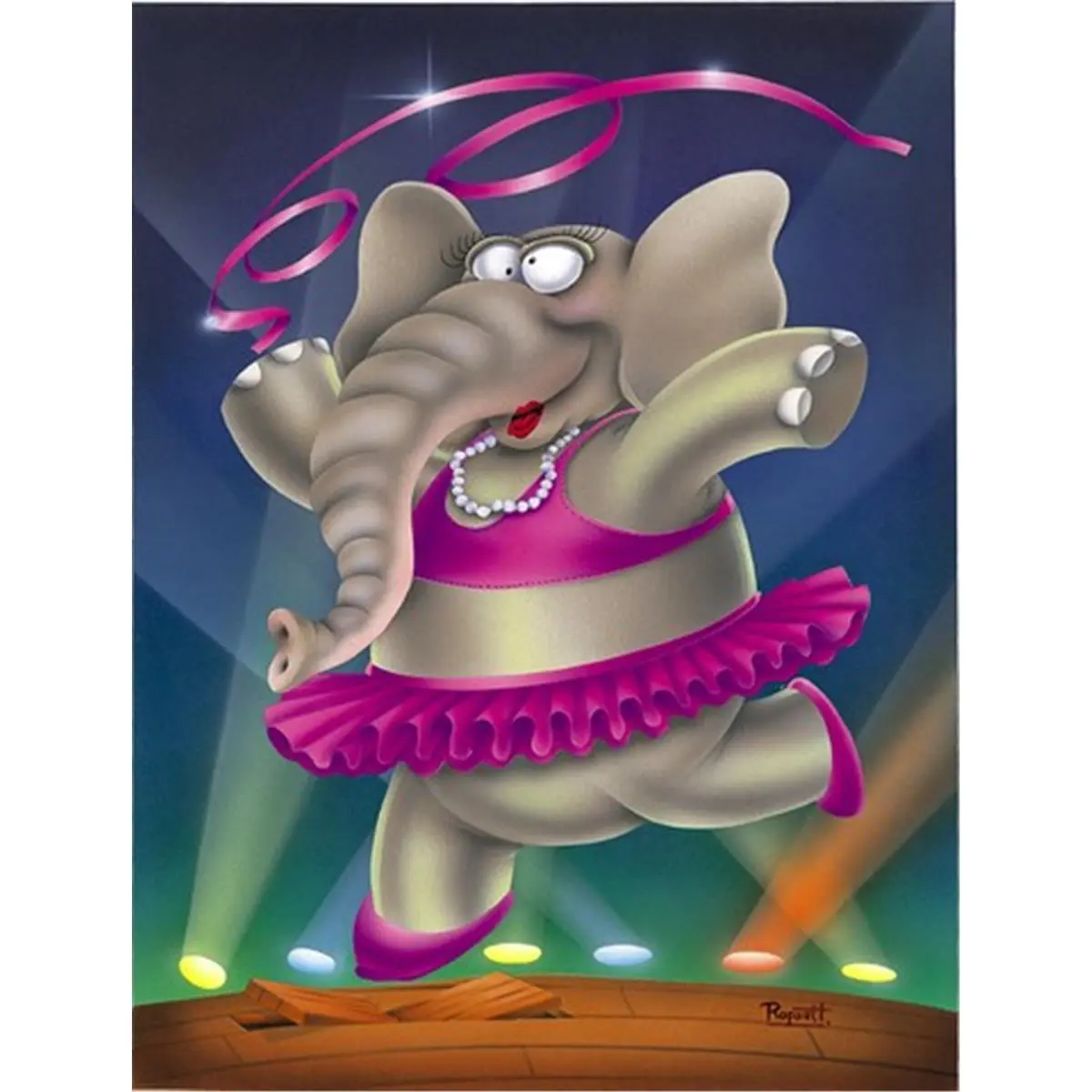 Carolines Treasures APH0249CHF Elephant Ballerina Canvas House Flag, 0.55 lbs, 28" h x 0.1" w x 40" l, Fade Resistant, Hangable, Polyester (Home & Festive Party Supplies Backdrop Banner)