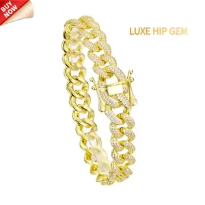 LUXE HIP GEM 12mm  Iced Out Cuban Link Chain bracelet| Bling Bling Hip Hop Diamond Choker| Gold Miami Cuban Necklace for Men Rapper Style