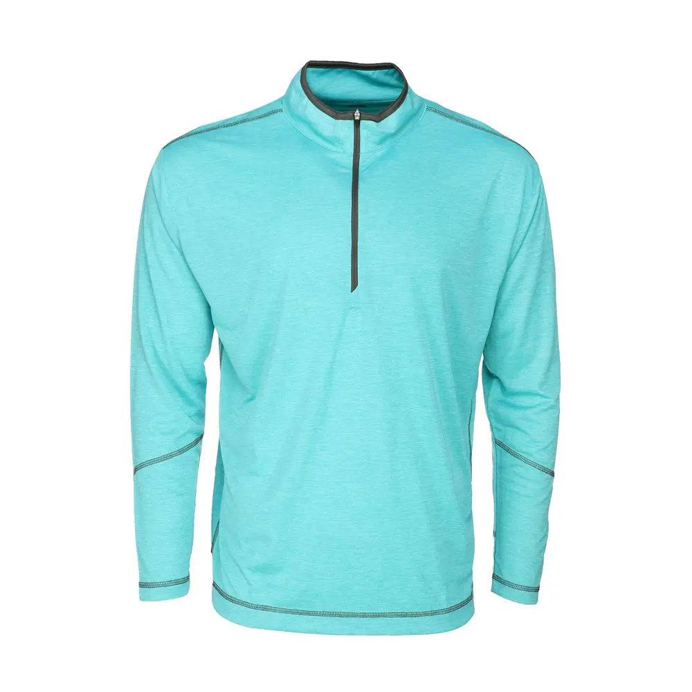 PAGE and TUTTLE Mens Heather Quarter Zip Jacket Casual Outerwear Athletic - Blue