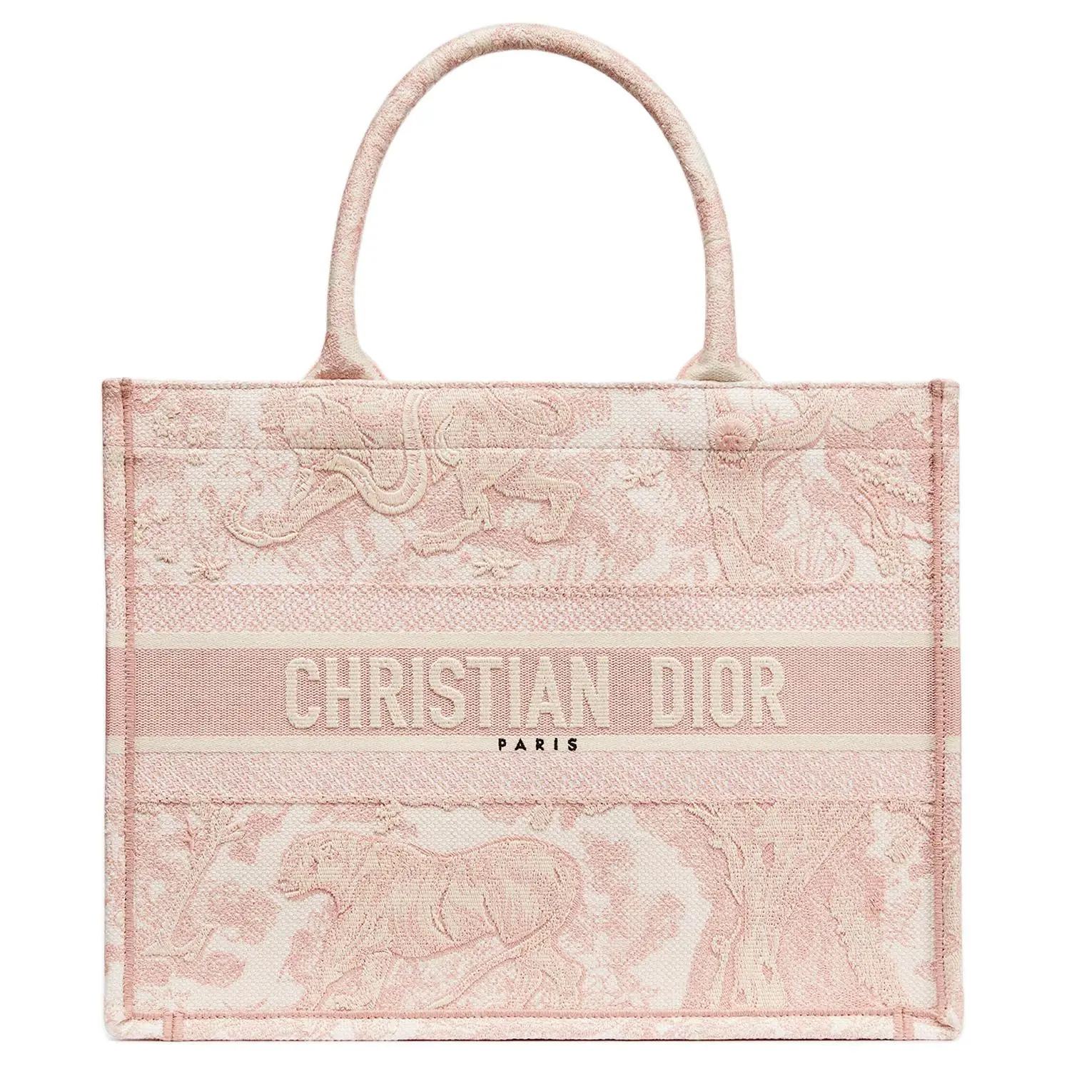 Women's Dior Classic Logo Embroidered Cotton Tote Bag - Modern Icon, Spacious Interior, Structured Form, Durable, Pink
