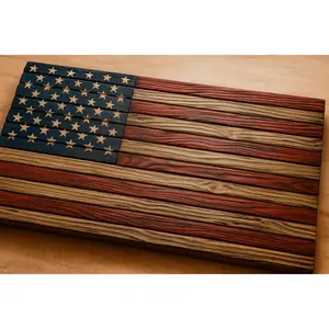 Handcrafted Wooden American Flag