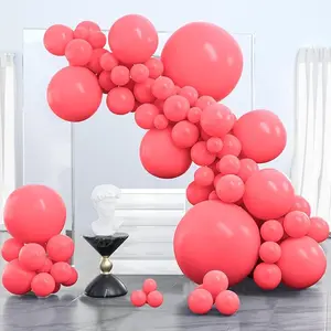 PartyWoo Thick Round Watermelon Coral Rubber Latex Balloons (100pcs, 36/18/12/10/5in Sizes) - Arch Garland Kit with Clusters, Stand, Birthday Theme, Colored for Wedding/Birthday Decor, Balloon Clusters Balloons