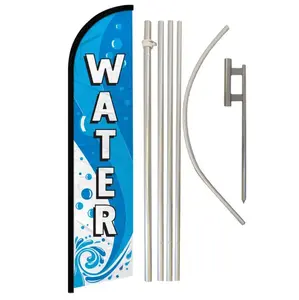 Windless Water Banner Flag & Aluminium-Steel High-Windproof Pole Kit, Home & Festive Party Supplies Backdrops