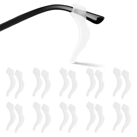 20 PCS Unisex Soft Silicone Ear Grips for Glasses - Anti-Slip Curved-Fit Grippers, Allergy-Free, 6-12mm Wide, Easy to Install, Sports-Ready Hold, Ideal for Eyeglasses/Sunglasses & Individuals Who Wear Glasses (Back to School)