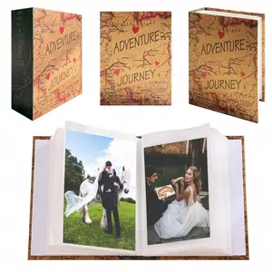 Adventure Travel Photo Album, Scrapbook Photo Album, 6.5 X 4.9 Inch, 100 Pockets, Leather Paper Album, 6 Inch Pocket Photo Storage Book