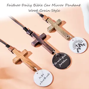 Faithoo Bible Verse Car Rearview Hanging Cross Ornament, Car Rearview Mirror Cross Pendant, Christian Accessories Vehicle Truck car decor men's car accessories car stuff for women boujee car accessories car decor