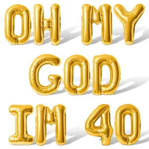 Letter Balloons - OH MY GOD IM 40 16" Inch Alphabet Letters Foil Mylar Balloon 40th Birthday Party Banner