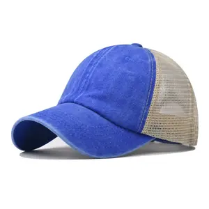 Wash and make old light plate mesh caps, baseball caps, men's and women's outdoor breathable duckbill caps