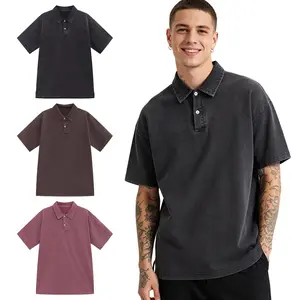 3-Pack Solid Washed Polo Shirts, Summervibes Lapel Retro Casual Tops for Men Urban Daily Strolls Weekend Hangouts and Seasonal Relaxed Outfit Matches
