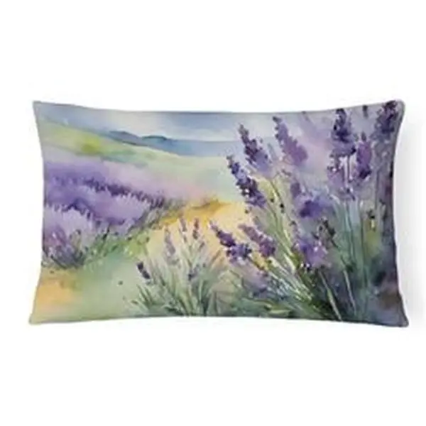 Unisex Polyester Rectangular Decorative Pillow - 16x12 in, Lavender Watercolor Design, Colorfast Dye, Plush Fill for Outdoor Sofas & Furniture