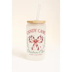 🍬 Candy Cane Christmas Club 16oz Glass Cup
