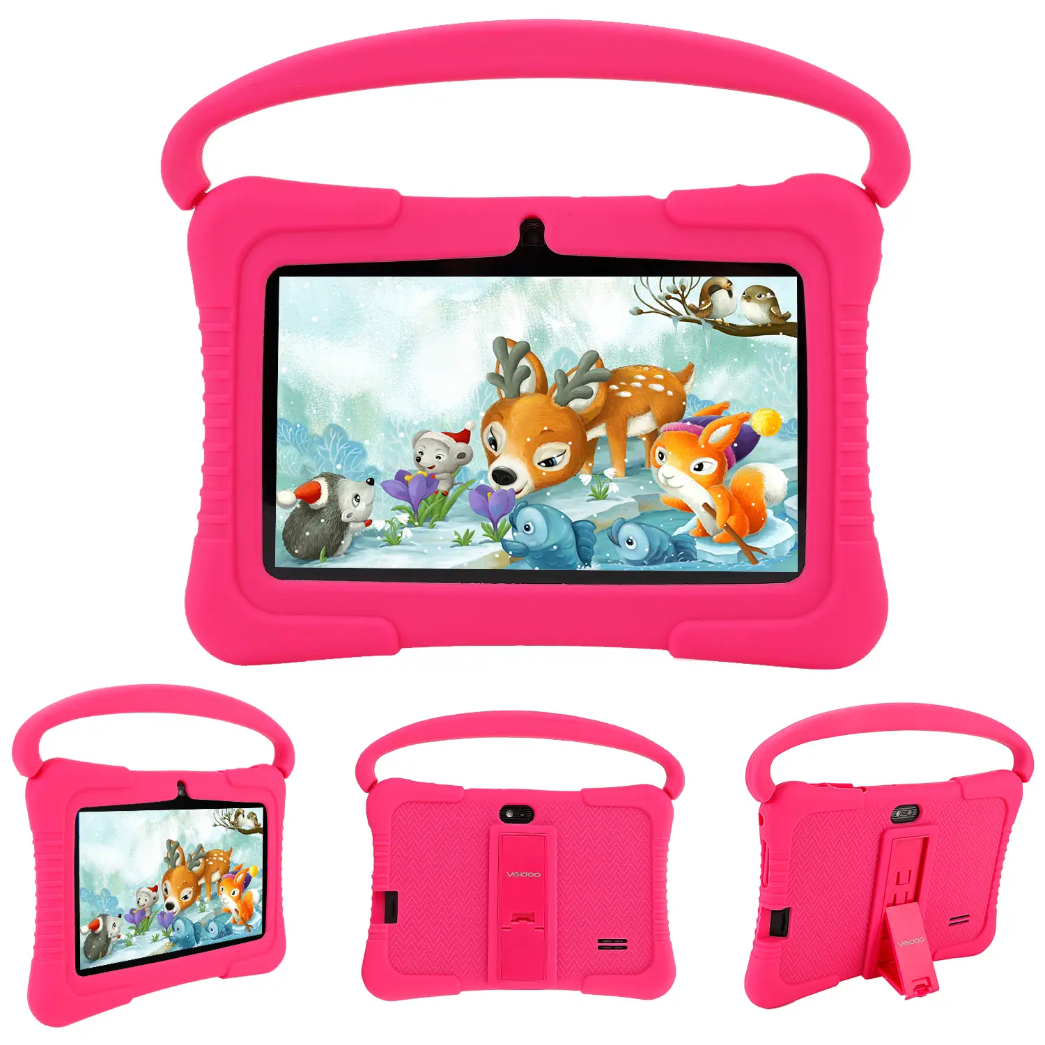 Veidoo Kids Tablet, 7 inch Android Tablet for Kids 32GB, Toddler Tablets with Shockproof Case, Bluetooth, WiFi, Learning, Best Gift, Rose