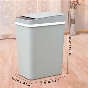 HOT! Grey Automatic Touchless Garbage Can, 23.5cm*15.5cm*30cm 12L, Restroom, Bedroom, Bathroom, Office, Living Room, Kitchen summervibes