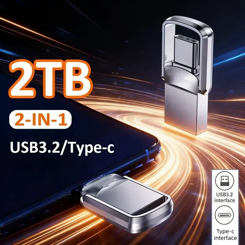U Disk 2TB Metal Pendrive USB 3.2 Type-C Interface MobilePhone Computer Mutual Transmission Flash Drive USB Memory largecapacity