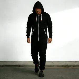 Men’s Fleece Hooded Jumpsuit,Super Warm One Piece Outfit