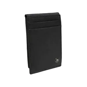 Jack Abrahams Goat Nappa Leather Bi-Fold Card Case Wallet Black